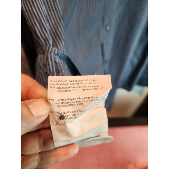 Hugo Boss Fitted Stripe Shirt Mens Large Business Casual Blue Cotton Blend 25 - Picture 5 of 6